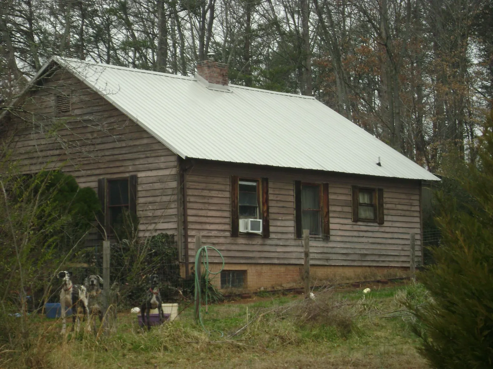 White metal roof on an old wood sided farmhouse, from a Asphalt Shingle Roof Repair job in Moultrie